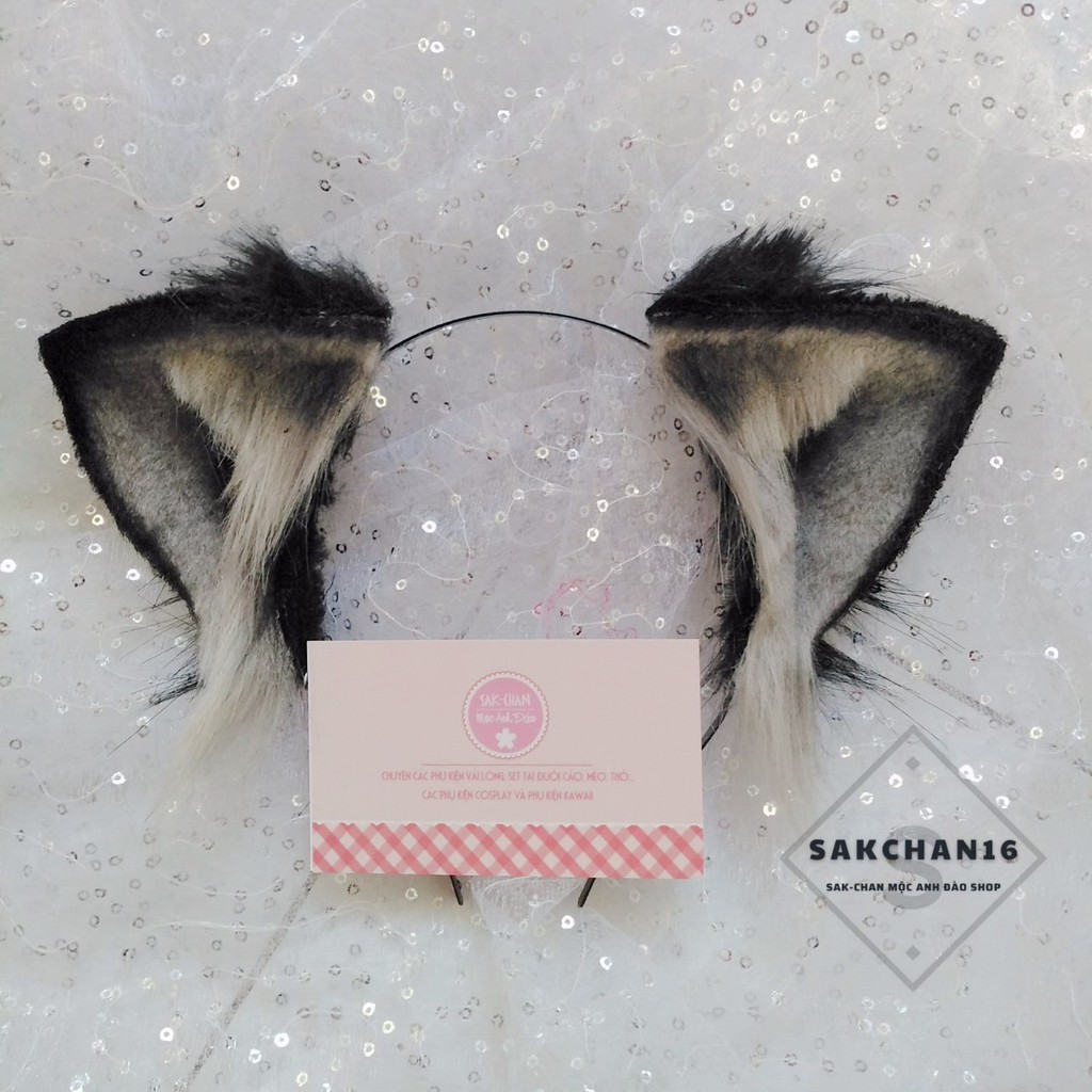 Cài tai mèo cosplay màu đen xám