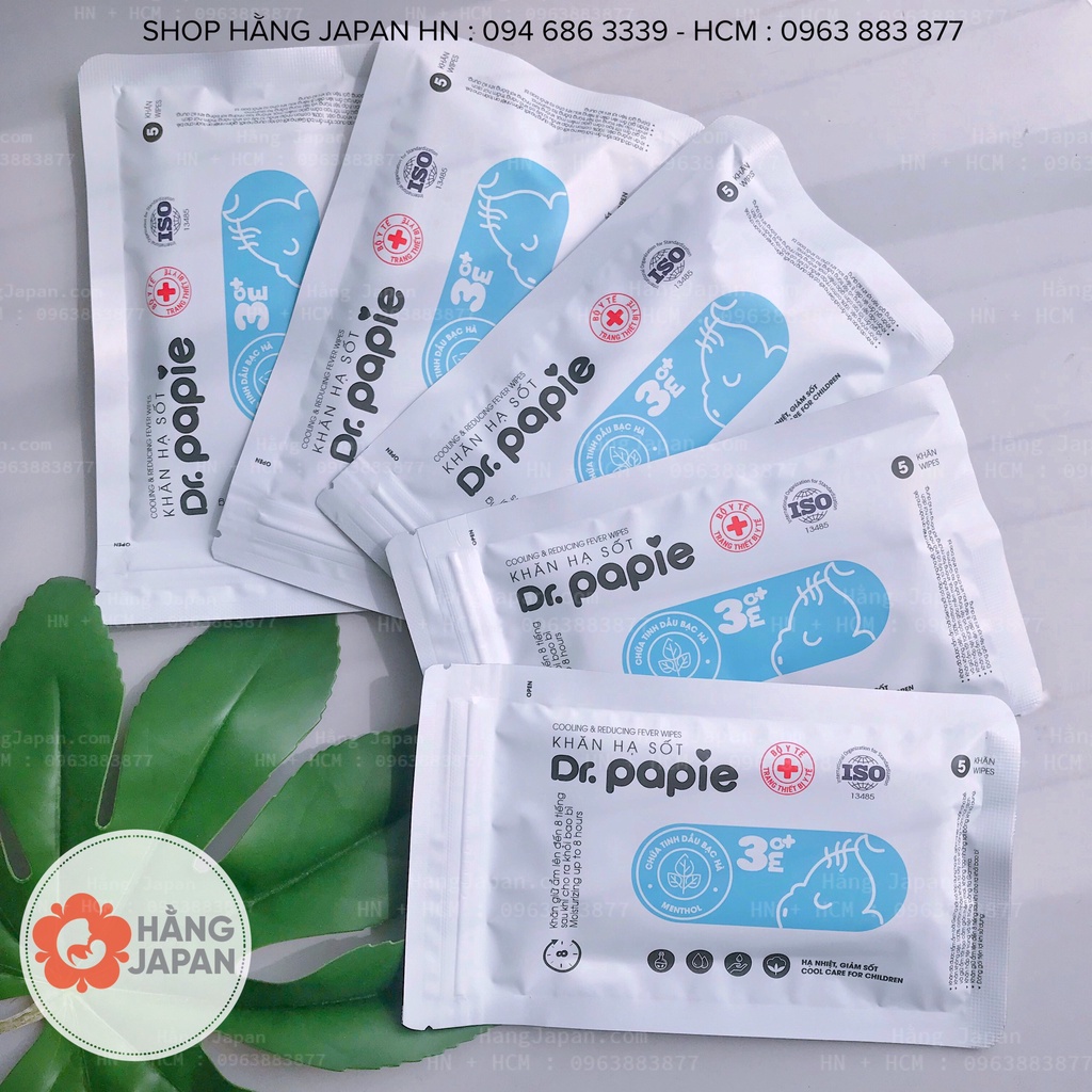Khăn lau mát hạ sốt Dr.papie cho bé từ 0 tháng tuổi