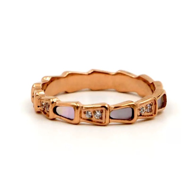 Nhẫn titan ko đen cẩn xoàn phối xà cừ màu