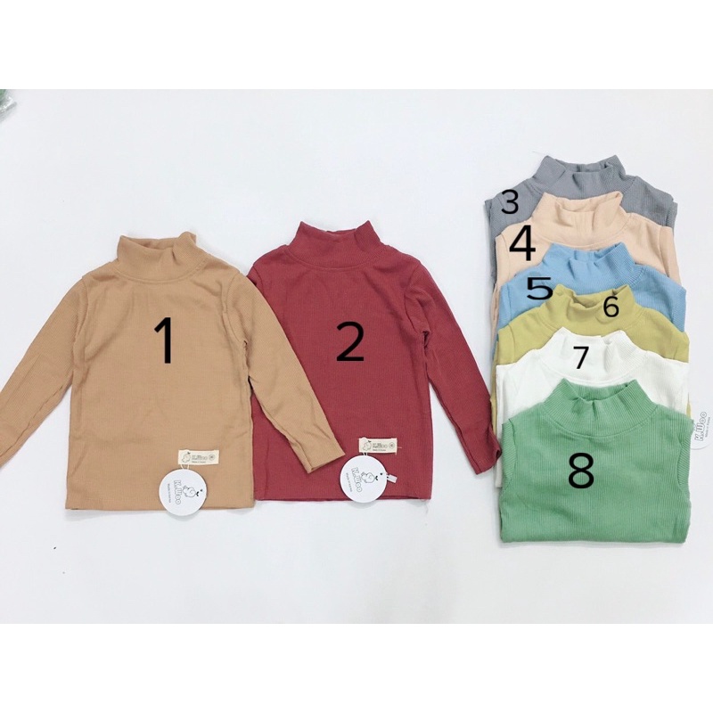 Áo gân tăm cổ 3 phân cho bé, áo dài tay cho bé