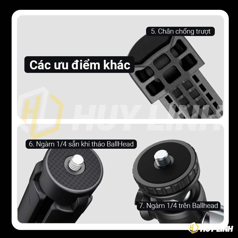 Ulanzi U-Vlog Lite Chân Máy Tripod Mini kèm ballhead 360 độ