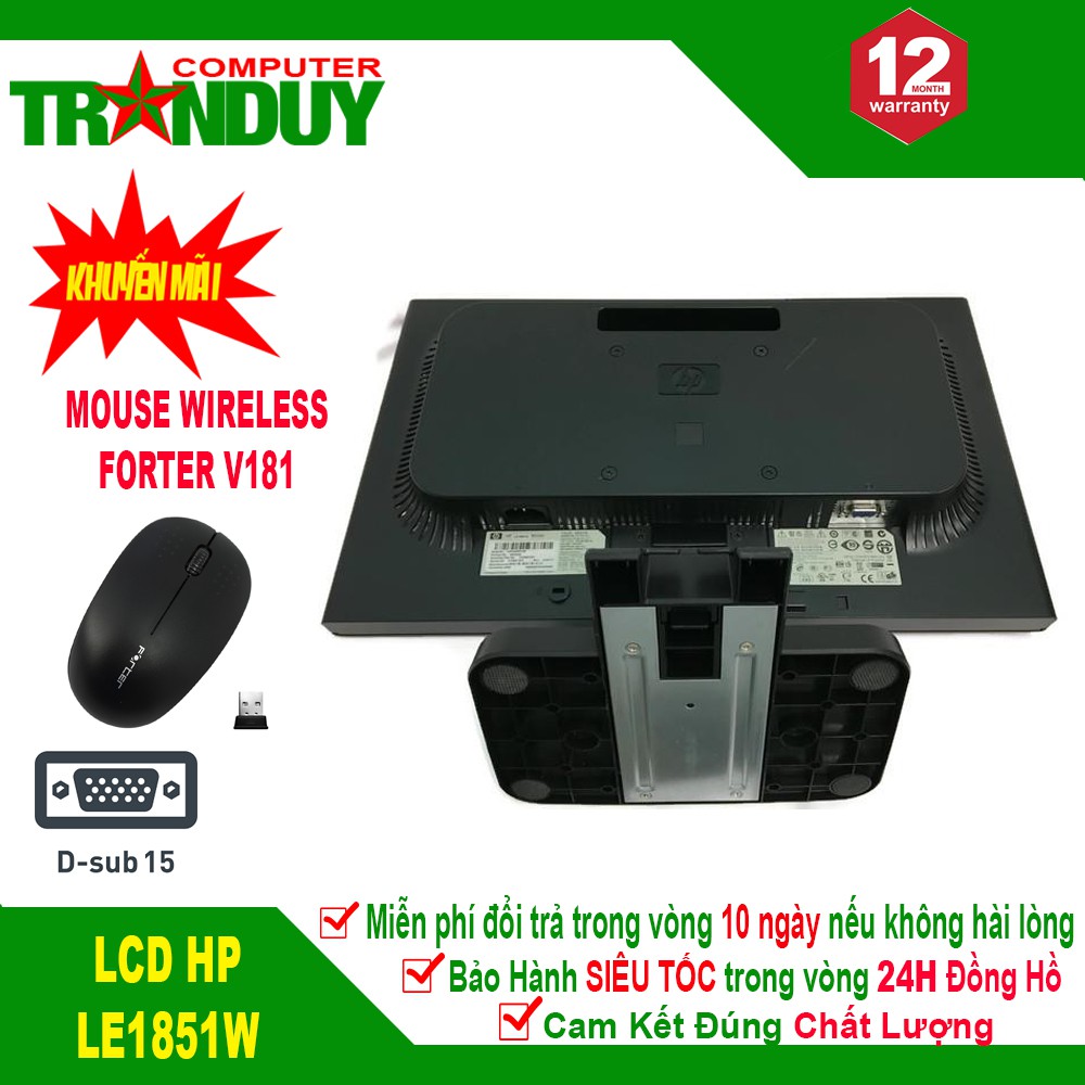 Màn Hình Máy Tính HP 18.5" - LE1851W Hàng Cty Bảo Hành 12 Tháng - tặng Kèm Chuột Không Dây Forter V181 | BigBuy360 - bigbuy360.vn