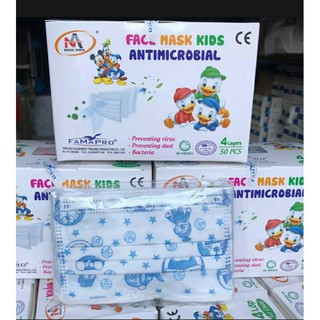 Hộp 50 Khẩu trang trẻ em 4 lớp kháng khuẩn Famapro in hình cho bé - Việt Nam
