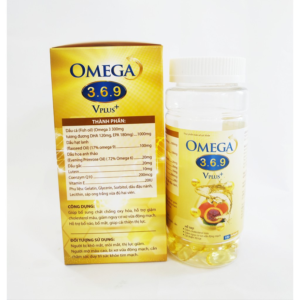 VIÊN UỐNG DẦU CÁ OMEGA 369 PLUS – CHỨA TINH CHẤT DẦU CÁ OMGA 3, DẦU GẤC GIÚP SÁNG MẮT ĐẸP DA, TỐT CHO TIM MẠCH – LỌ 100V