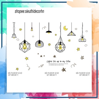 Decal dán tường phòng ngủ đèn trang trí 1 xl7230. đề can dán tường hàn quốc kích thước 60x90cm