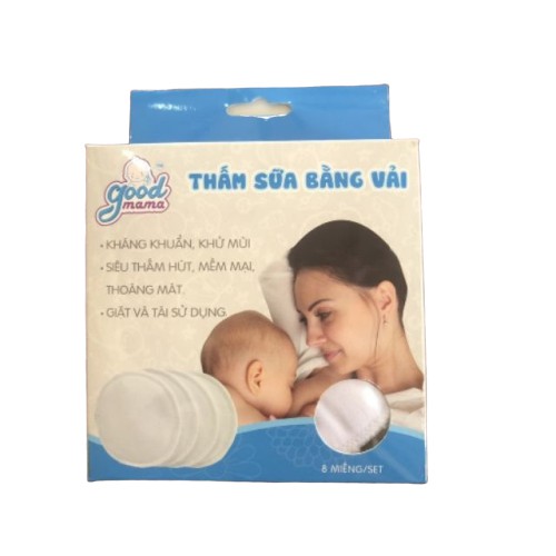 Miếng Lót Thấm Sữa Giặt Được Bằng Vải GOODMAMA (8 miếng) Hàng Cao Cấp