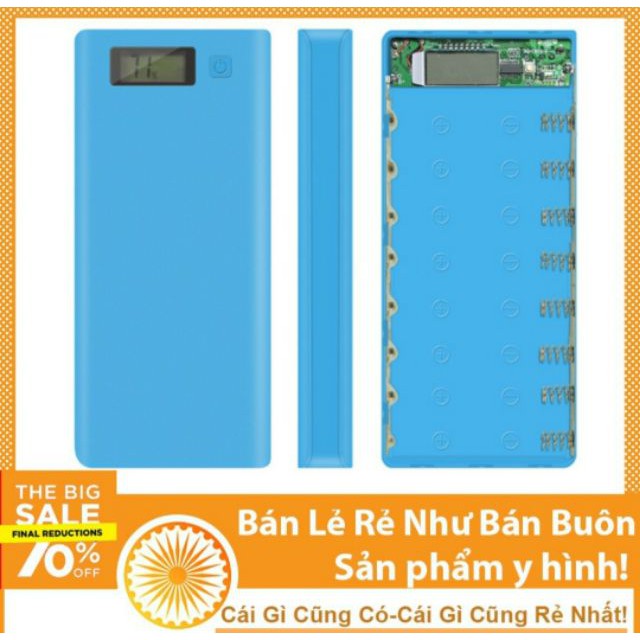 Tặng 1 quả pin 18650 khi mua Box sạc vỏ Sạc Dự Phòng Lắp 8 Cell 18650 Vỏ Nhựa Màn LCD Màu Ngẫu Nhiên 69