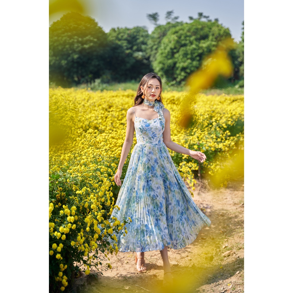 TIELA Đầm váy hoa tùng xoè dập ly - Cindy Dress