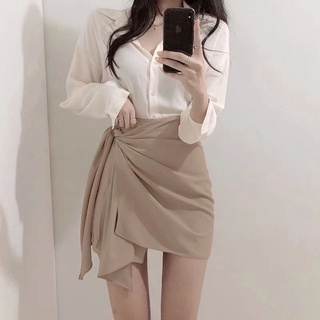 Chân váy công sở cách điệu vạt chéo