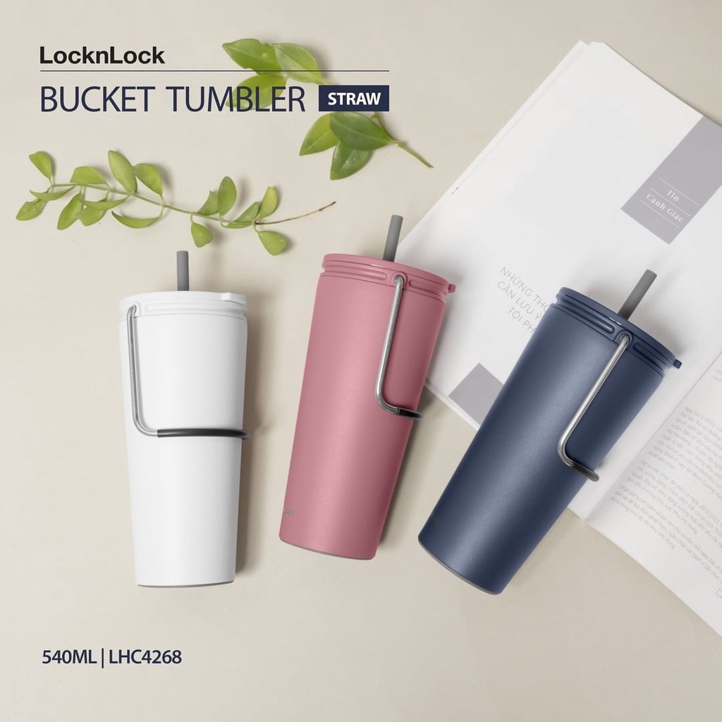 Ly giữ nhiệt Lock&amp;Lock Bucket Tumbler W/Straw 540ml có ống hút LHC4268 (3 màu)