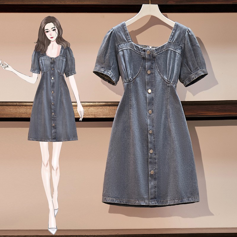 🌸Hàng Order🌸Váy Jean Bigsize Phối Cúc Dáng Xòe Trẻ Trung Năng Động 🌸Hàng Quảng Châu