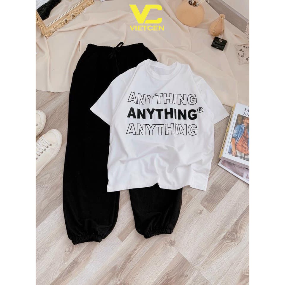 Set Áo Thun Form Rộng ANYTHING Và Quần Jogger Thể Thao Unisex Hot Trend - VIETCEN