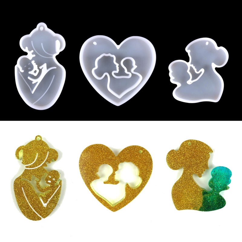 Khuôn Silicone Làm Móc Khóa Trang Sức DIY Cho Mẹ Và Bé