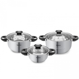 Bộ nồi inox nagakawa nag1303 - 3 nồi đáy 4 lớp