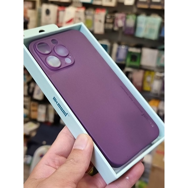 Ốp lưng Memumi siêu mỏng màu tím cho iPhone 15 Pro Max/ 14 Pro Max, 14 Pro, 14 Plus, 14 chống vân tay bảo vệ camera