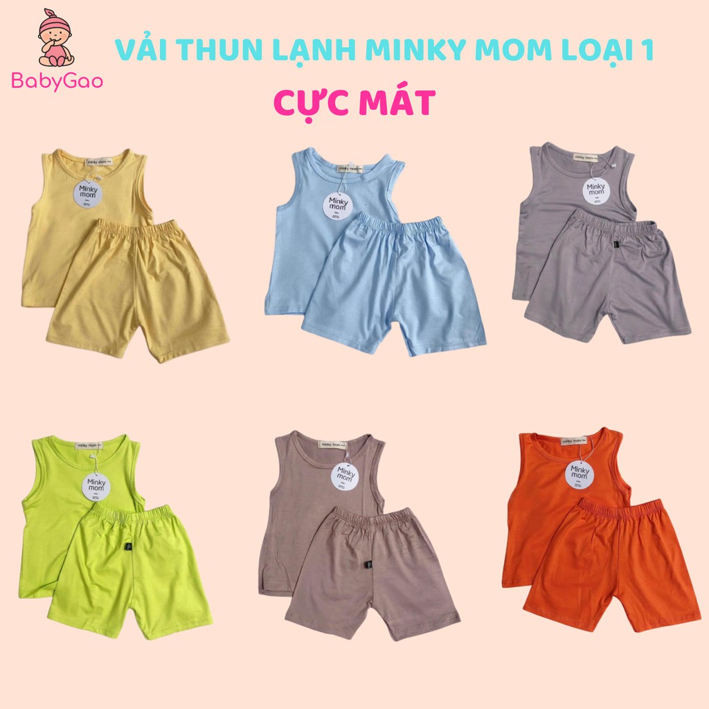 Bộ Ba Lỗ Bé Trai Bé Gái Minky Mom Quần Đùi Và Áo Ba Lỗ Cho Bé Vải Thun Lạnh Hè Cực Mát (6-18kg) BabyGao