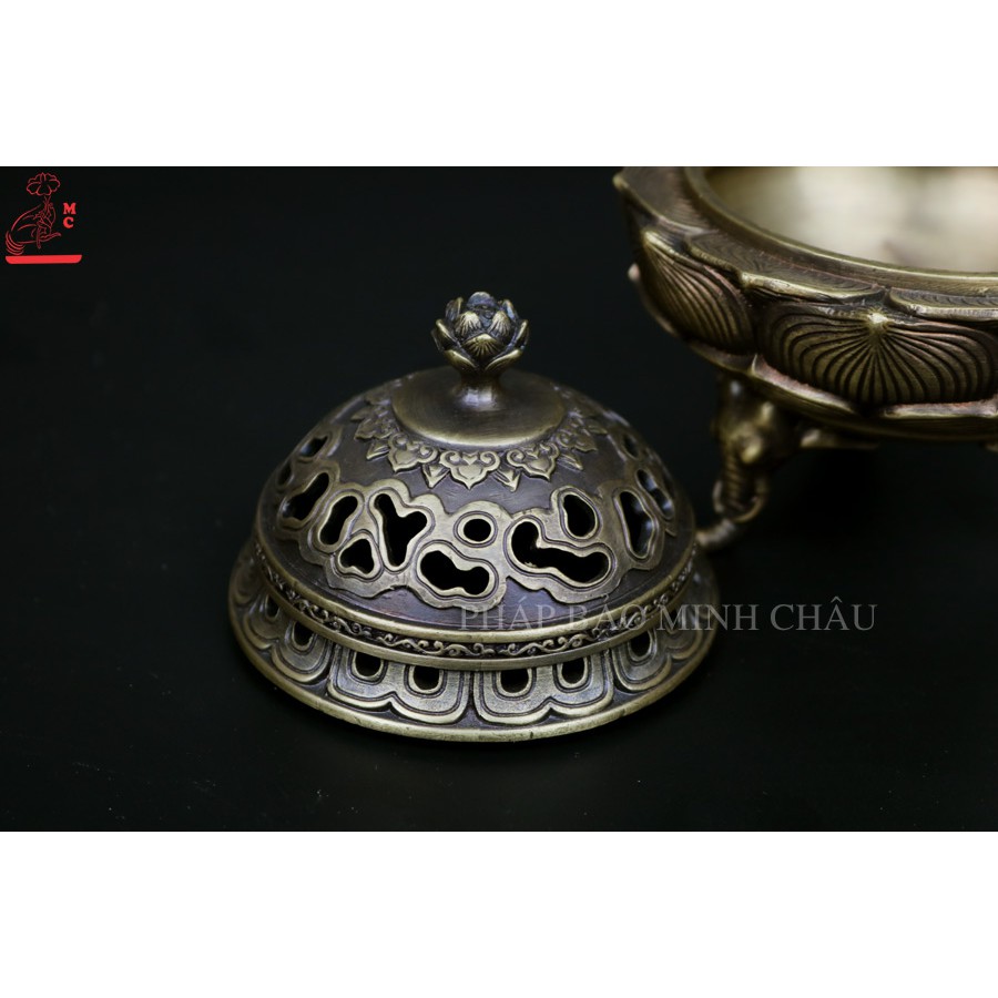 Lư xông đỉnh sen đồng