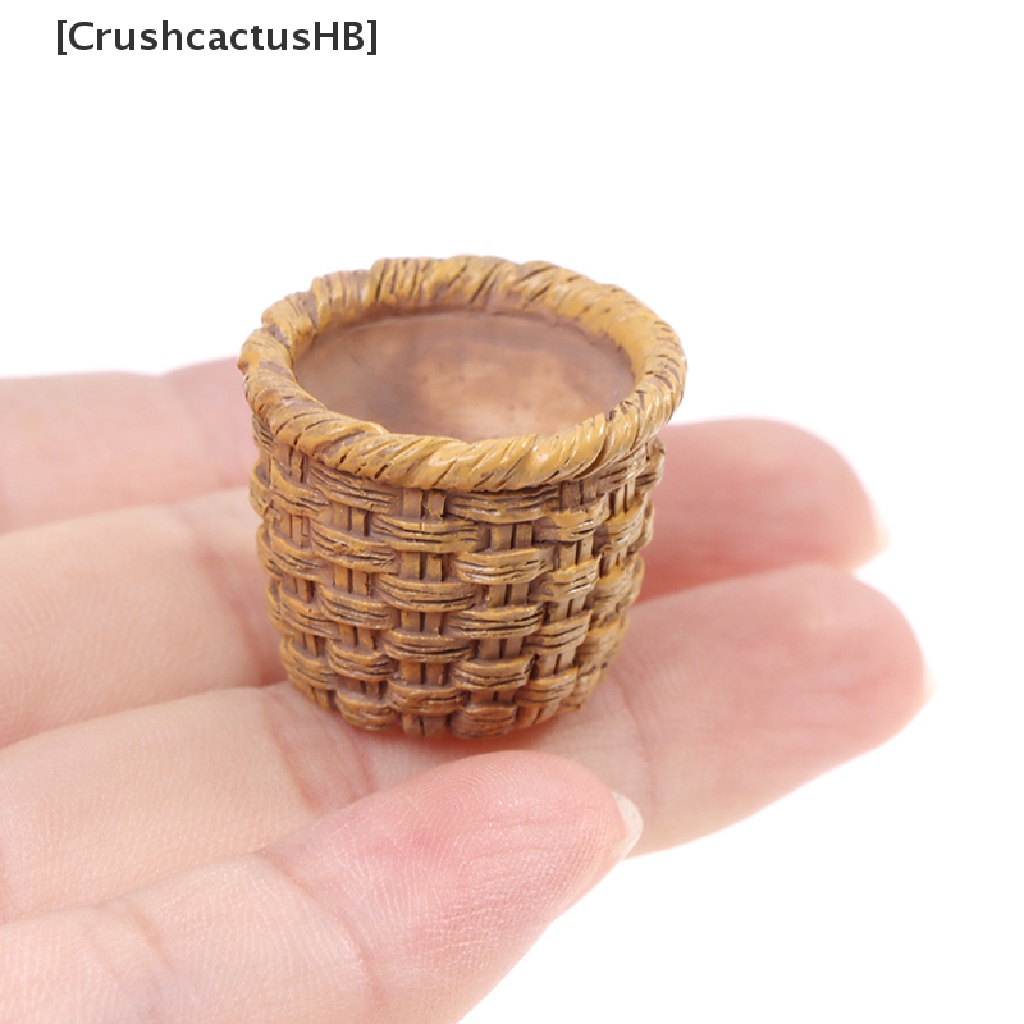 [CrushcactusHB] 2 Giỏ Mây Dệt Tay Mini Khung Đựng Thực Phẩm Trang Trí Nhà Búp Bê 1 / 12