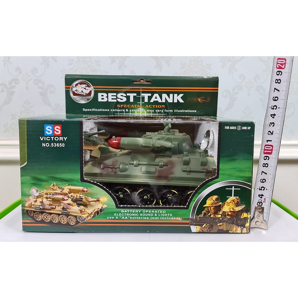 Xe tăng phát nhạc đồ chơi cho bé chạy pin AA chất liệu nhựa ABS an toàn, chi tiết sắc sảo (tự động nhả xe tăng con)