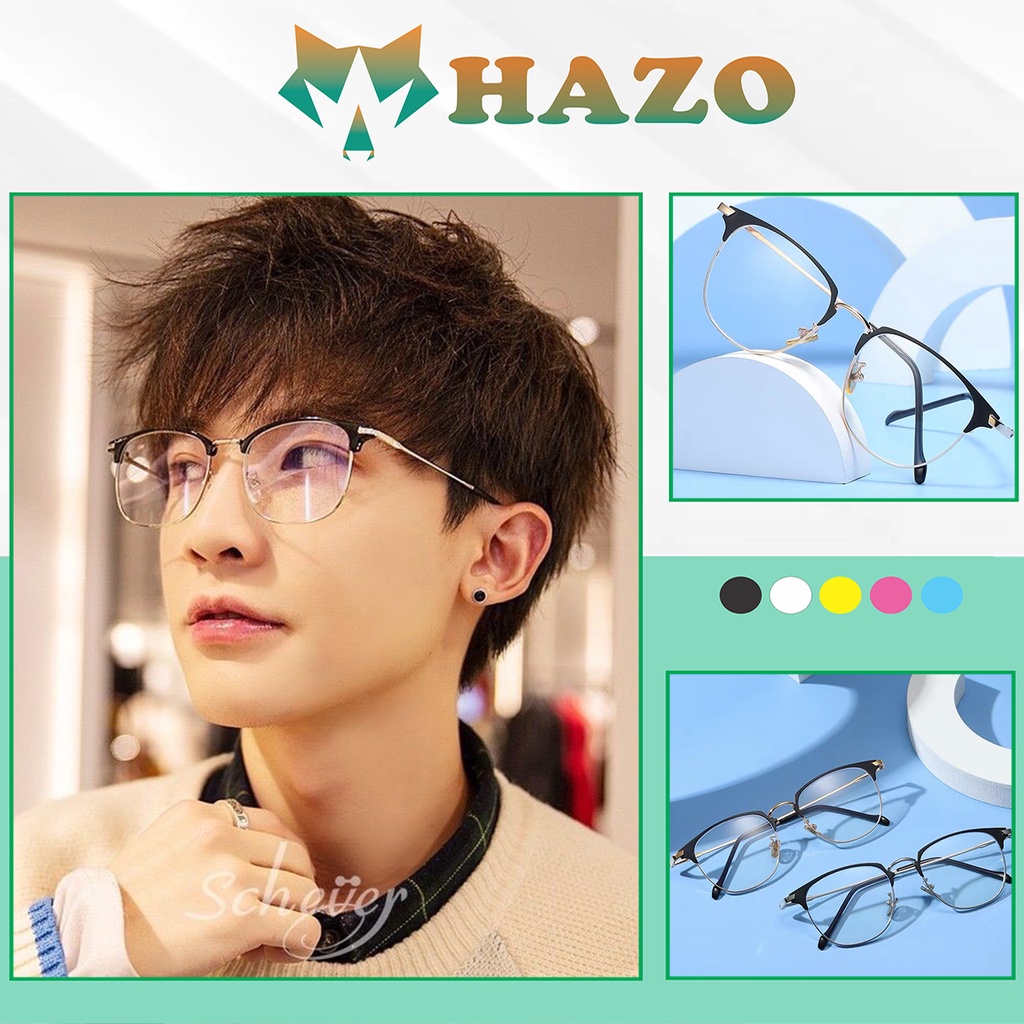 Mắt Kính Gọng Cận Form Vuông Kim Loại 556 Hot Trend Cá Tính - Hazo