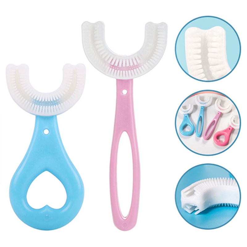 Bàn Chải Đánh Răng Hình Chữ U 360 Độ Bằng Silicon Mềm Cho Bé Sơ Sinh