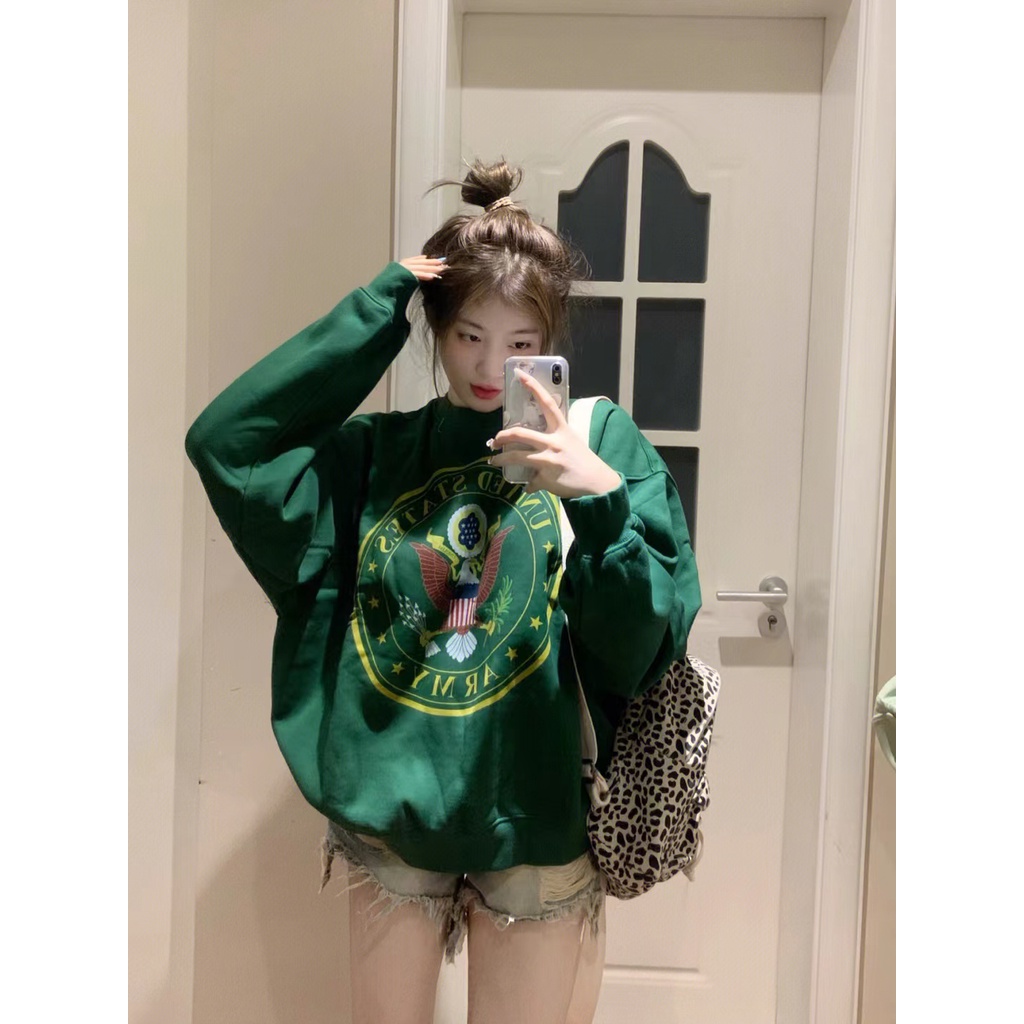 NRVP Áo nỉ dài tay oversize phong cách Hàn Quốc mới cho nữ