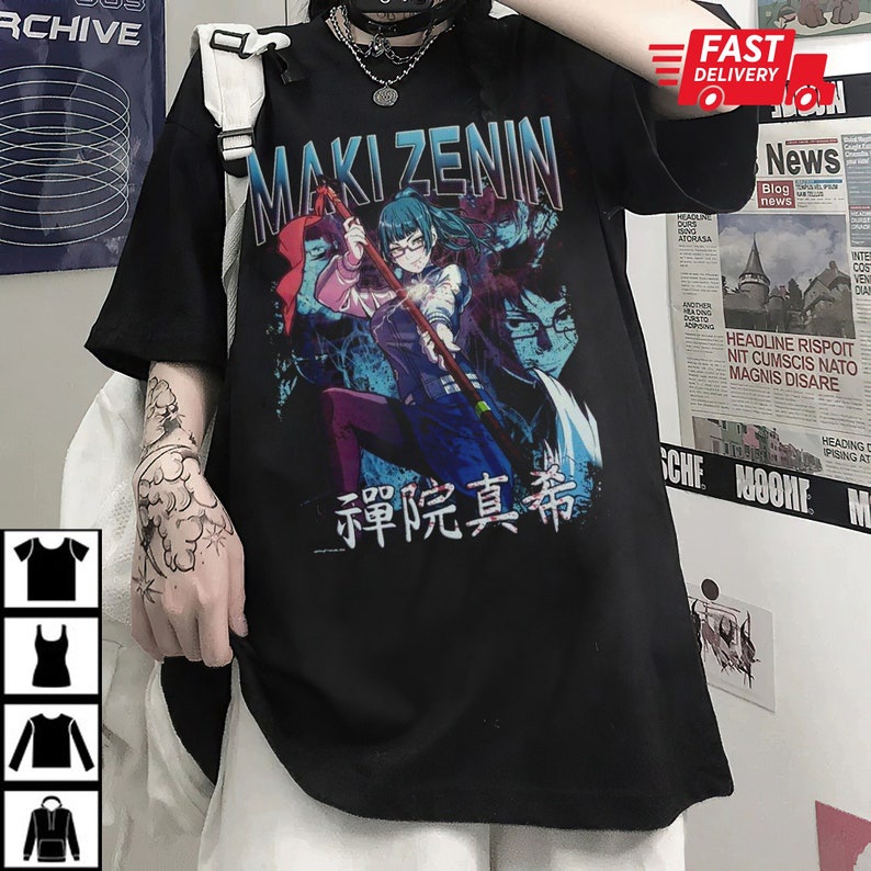 Áo phông Jujutsu Kaisen Maki Zenin độc chất