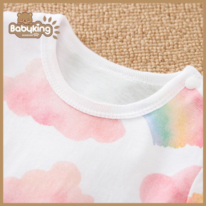 BodySuit,áo liền quần dễ thương dài tay kiểu mây bảy màu cho bé gái (1992),cotton 100%,thương hiệu Aiueo Nhật Bản.