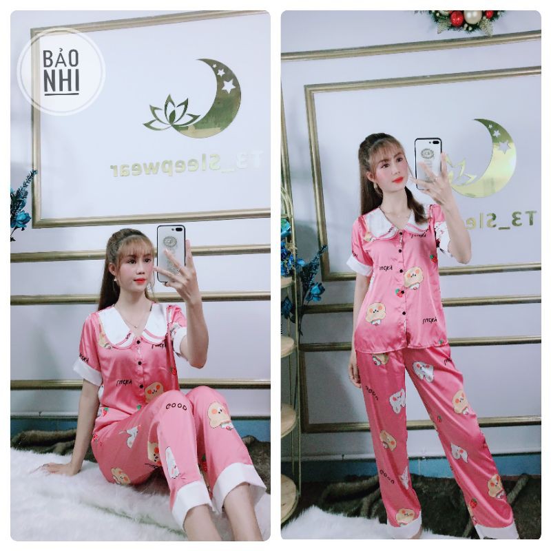 chuyên sỉ - bộ dài pijama lụa Latin cao cấp