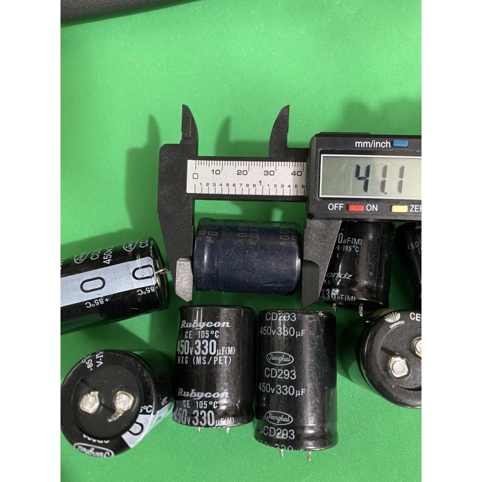 Combo 10 Tụ phân cực 330uF, 400V - 450V ( tụ hóa) hàng tháo máy - linh kiện điện tử QUỲNH DIỄN