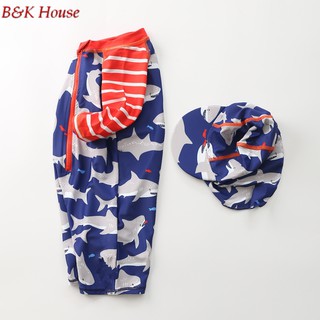 Đồ Bơi Bé Trai Liền Mảnh + Nón Hình Cá Mập