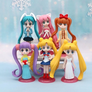 Sét 6 Mô Hình Thủy Thủ Mặt Trăng Sailor Moon Cao 7.5- 8cm ( Có Đế )