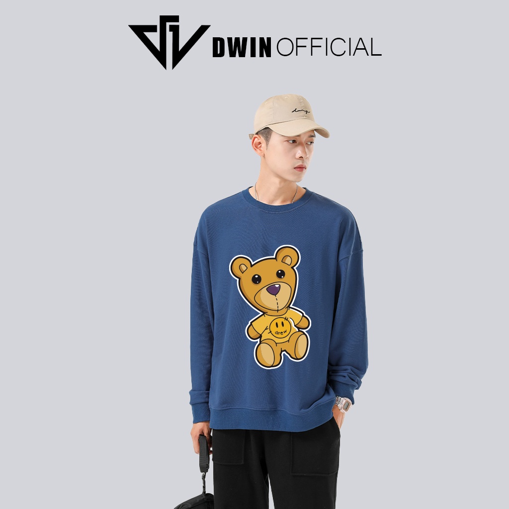 Áo sweater nỉ Gấu Bear unisex DWIN basic nam nữ form rộng oversize local brand SP00098