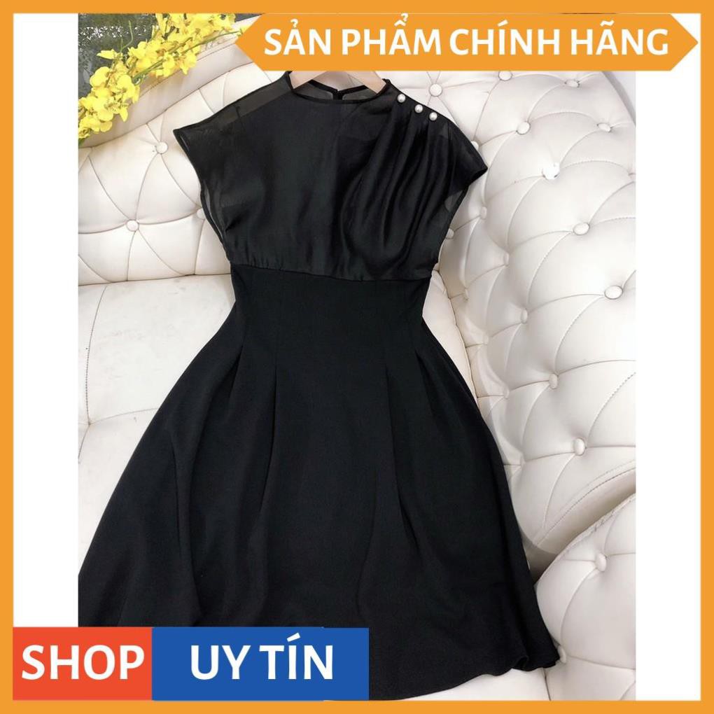 Đầm dáng xòe dự tiệc, dạo phố xinh yêu, cổ tròn vai đính hạt ngọc giả siêu sang siêu đẹp - Thời Trang VADA - Đ179 | BigBuy360 - bigbuy360.vn