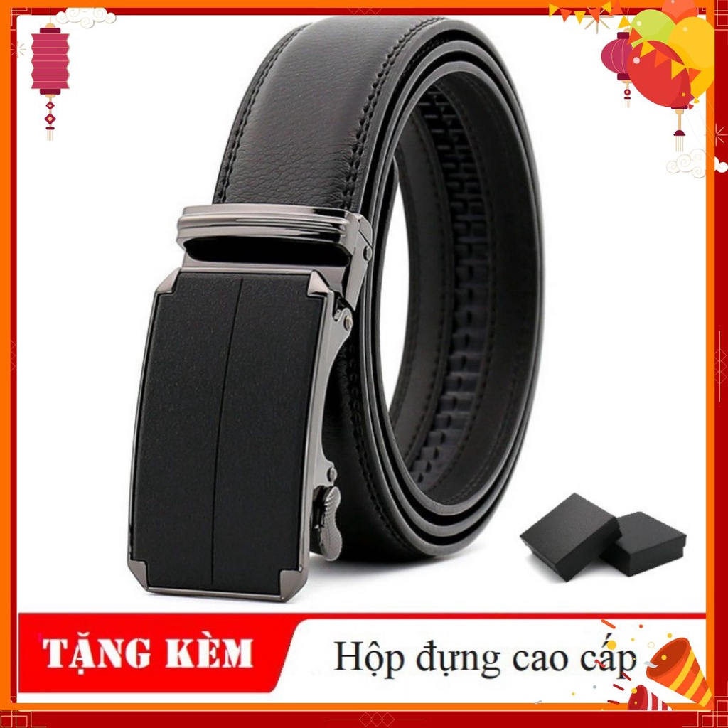 Thắt Lưng Nam Da Thật | Dây Nịt Nam Da Bò Mặt Khóa Tự Động Cao Cấp - Tặng Kèm Hộp | TL NHAM Kura.Shop77