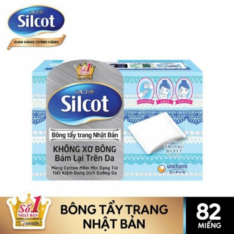 Combo 8 hộp bông tẩy trang Silcot 82 miếng/hộp