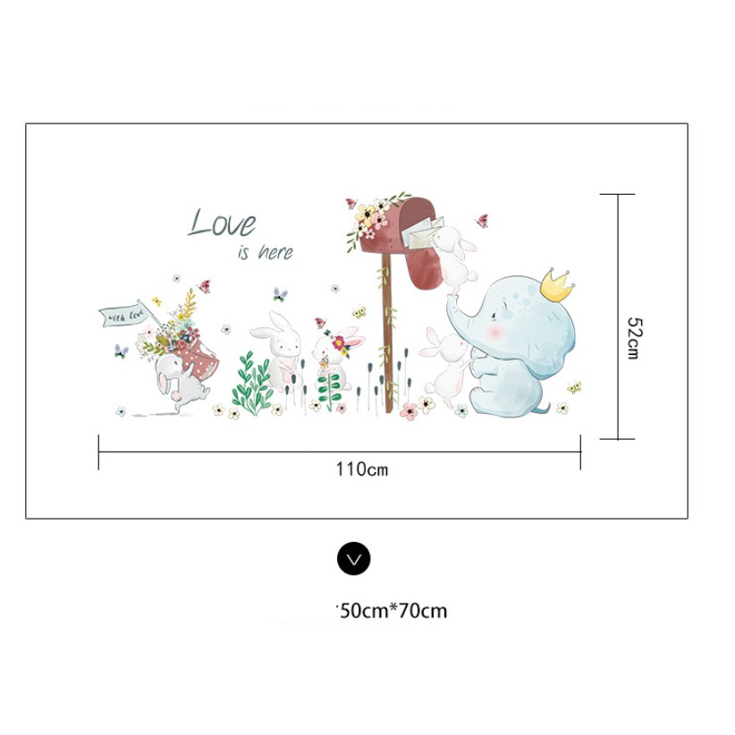 Decal dán tường - Voi xanh xiếc thú màu nhạt