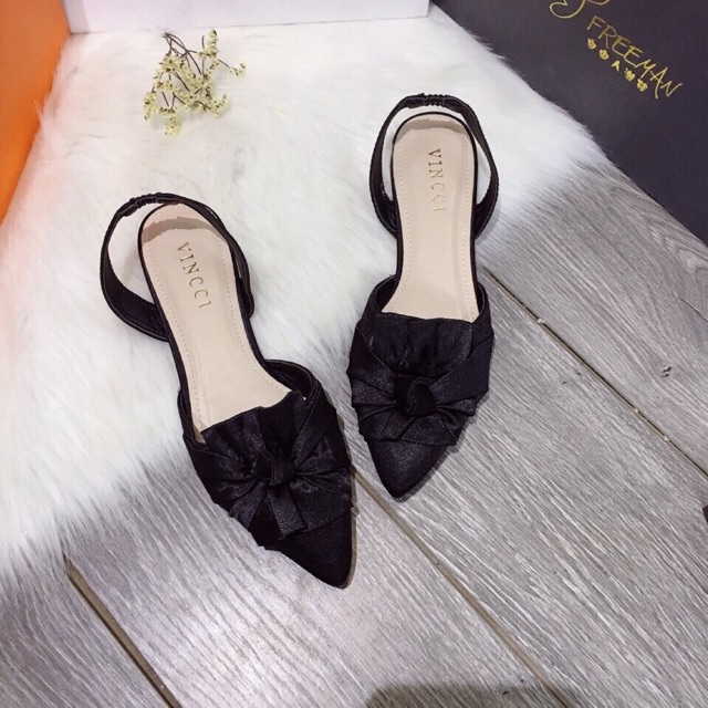 Sandal thắt nơ đế bệt