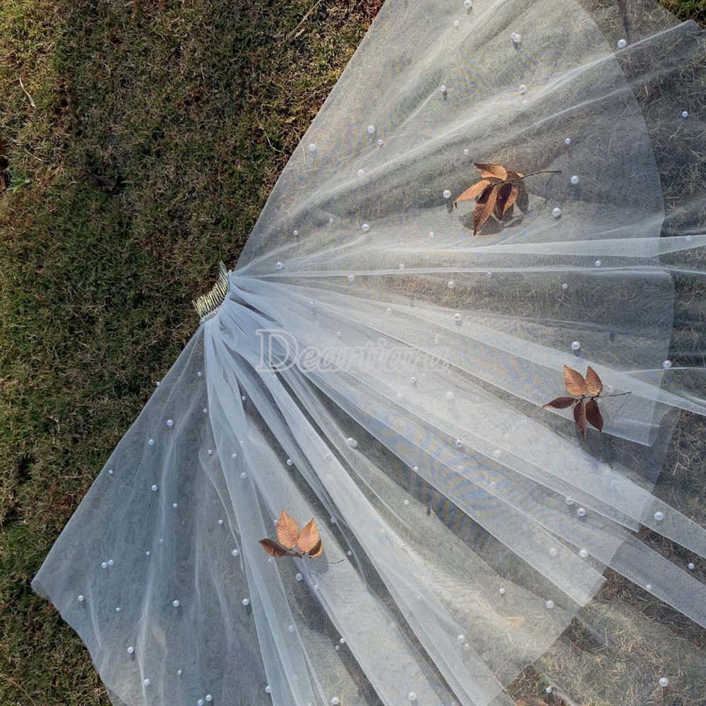 Mạng Che Mặt Cô Dâu Đính Hạt Ngọc Trai