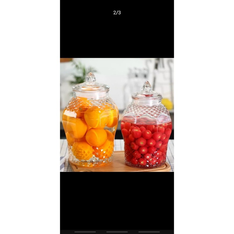 Bình thủy tinh lục lăng vát kim cương ngâm rượu, đựng thực phẩm cao cấp Gabeo Glass nhiều dung tích mã 8833