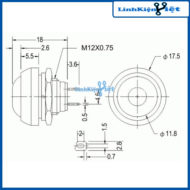 Nút Nhấn Đề PBS-33B Không Thấm Nước 12mm