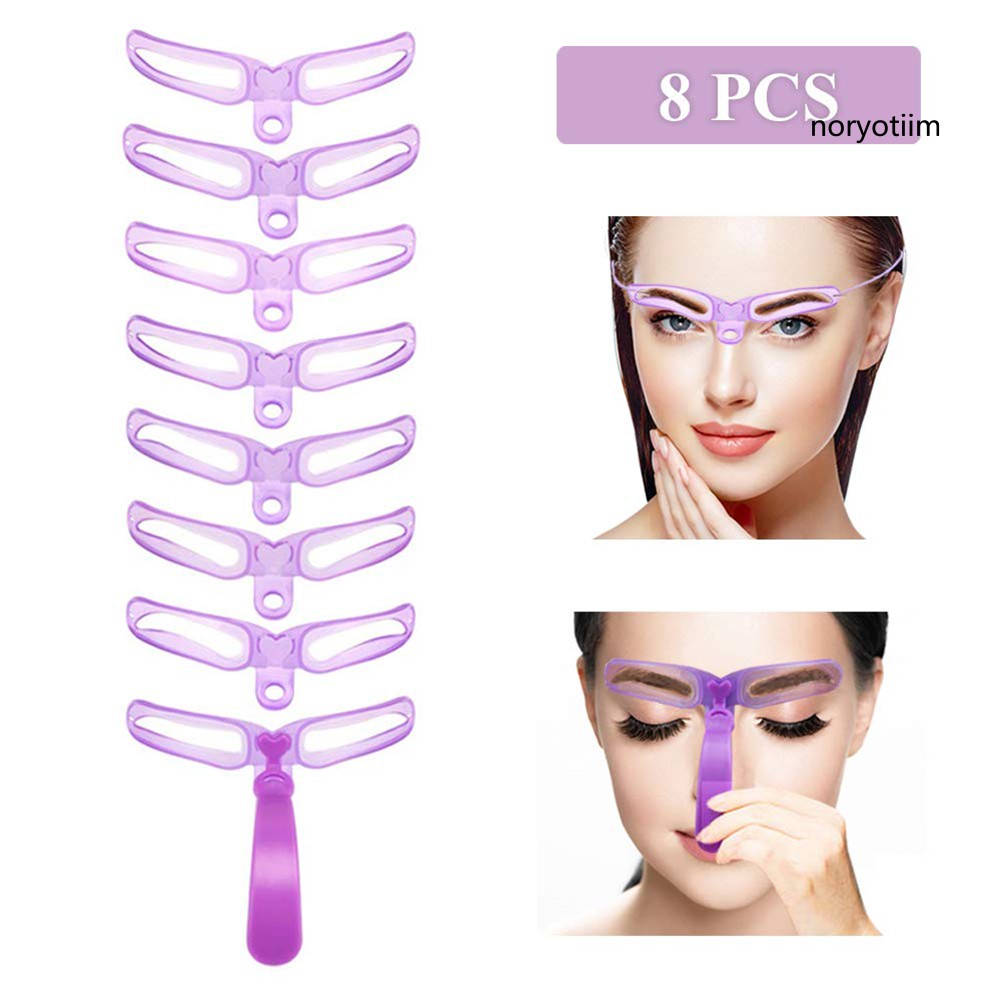 Set 8 Khuôn Kẻ Lông Mày Hai Đầu Tiện Dụng Nhanh Chóng Cho Lớp Trang Điểm Tự Nhiên