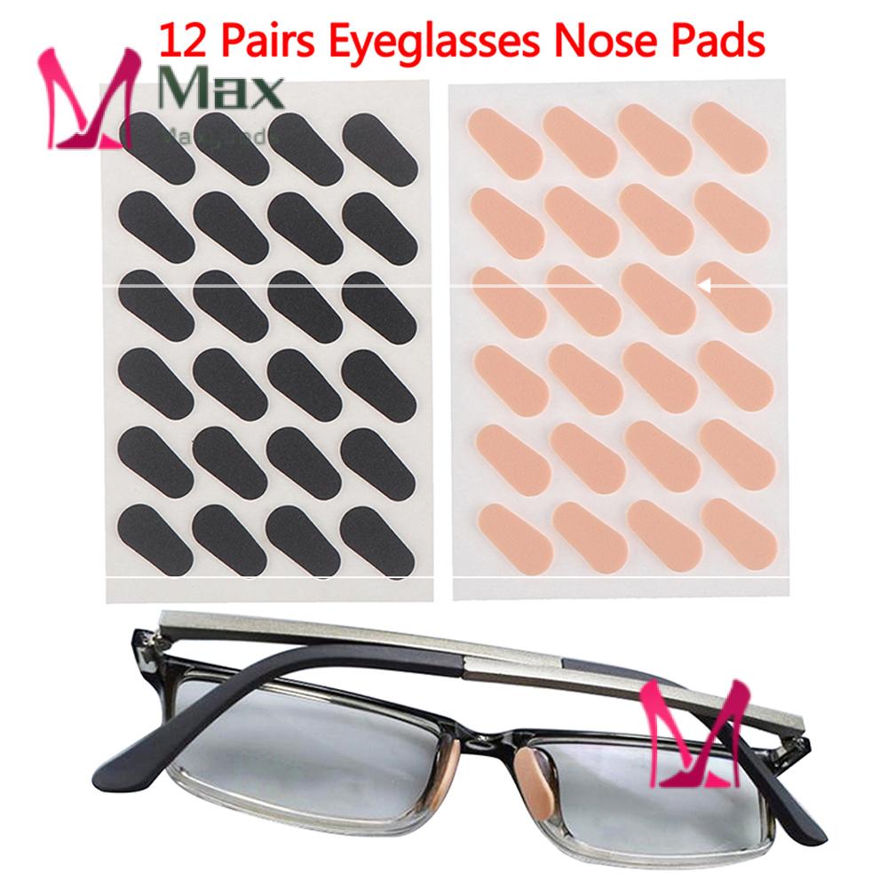 Bộ 12 Cặp Đệm Mũi Gắn Mắt Kính Bằng EVA Chống Trượt Chịu Nhiệt Độ Cao Màu Đen/ Đen Cho Unisex