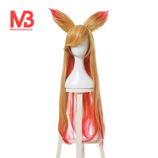 Fox Ear Cosplay Wig Long Straight Gold Blonde Anime Hair