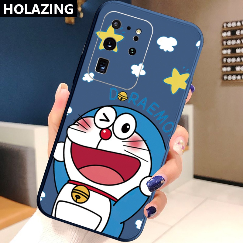 Ốp Điện Thoại Cạnh Vuông In Hình Doraemon Cho Samsung Galaxy S21 Ultra S20 FE S10 Plus A52 5G A72 4G