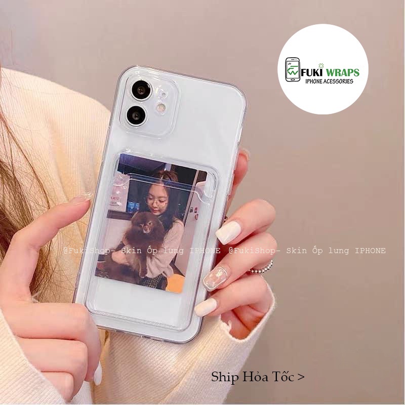 Ốp trong suốt bảo vệ Camera có ngăn ví đựng thẻ,ảnh Dành Cho 13prm , 12prm , 11prm , x , xsm , 6p , 7p , 8p - FukiShop