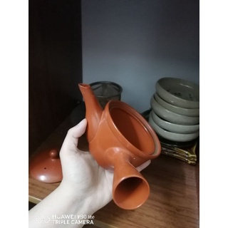 Gốm nhật bản : ấm trà đất nung đỏ tay ngang – 285