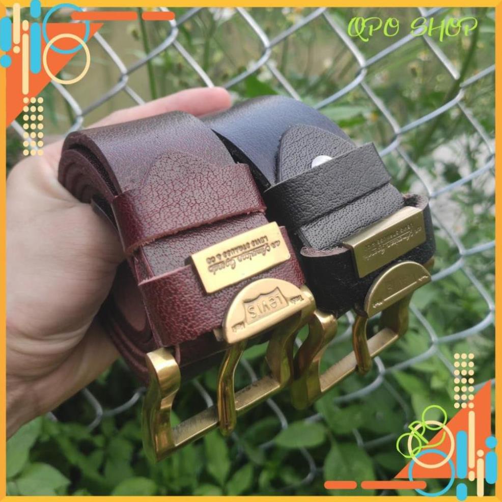 ✅ Da Thật Khóa Đồng Đúc Nguyên Khối ✅ Thắt Lưng Da Bò Nguyên Tấm Trơn -  - Bảo Hành 12 Tháng - LEVI'S