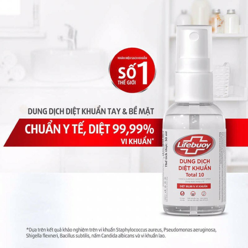 Rửa tay khô sạch siêu nhanh Lifebuoy Bảo Vệ Vượt Trội 10 (Chai 50ml/ 235ml)