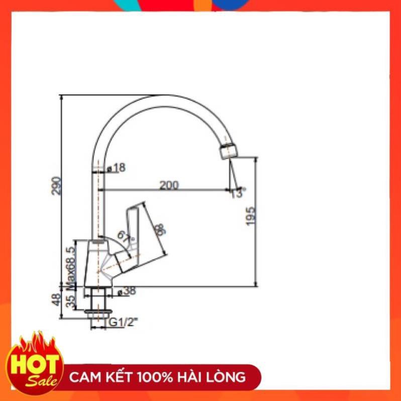 Vòi Bếp , Vòi Rửa Chén Bát Lạnh Gắn Chậu , Gắn Tường American Standar WF-T606, WF-T607 chính hãng